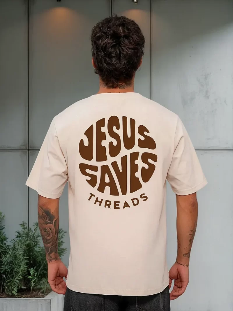Camiseta Oversized Masculina Gospel Frase Jesus Salva Cristã